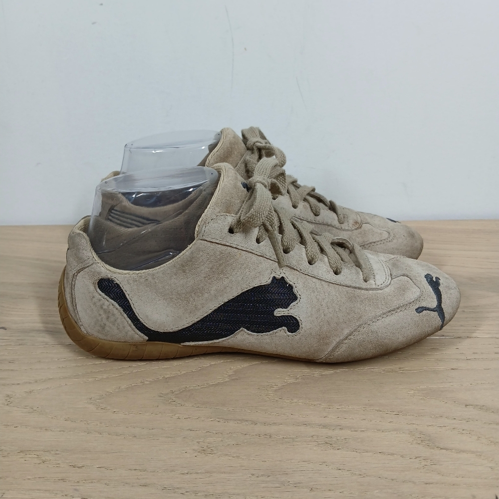 Vintage Puma Beige Suede Lace-Up Low Profile Indoor Training Sneakers 272 - Picture 6 of 12